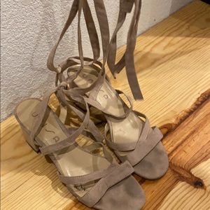 Blush lace up sandals